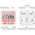 thumbnail image 6 of Digital Kitchen Timer with Mute/Loud Alarm Switch ON/Off Switch, 12 Hour Clock & Alarm, Strong Magnet and Simple Operation, Count Up & Count Down for Kids Teachers Cooking, Large LCD Display (Pink), 6 of 8