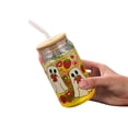 thumbnail image 4 of Halloween Glass Cup With Bamboo Lid And Glass Straw, Ghost And Pumpkin Print Iced Coffee Tumbler, Holiday Theme Drinkware For Home And Party Use,B - One Size, 4 of 5