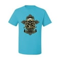 thumbnail image 2 of Brotherhood Biker Motorcycles Cross and Skull Pop Culture Men's Graphic T-Shirt, Light Turquoise, X-Large, 2 of 3