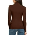 thumbnail image 4 of Women Casual Solid Long Sleeve Mock Turtleneck Blouse Tops Slim Fit Stretchy Layer Tee Shirts, 4 of 5