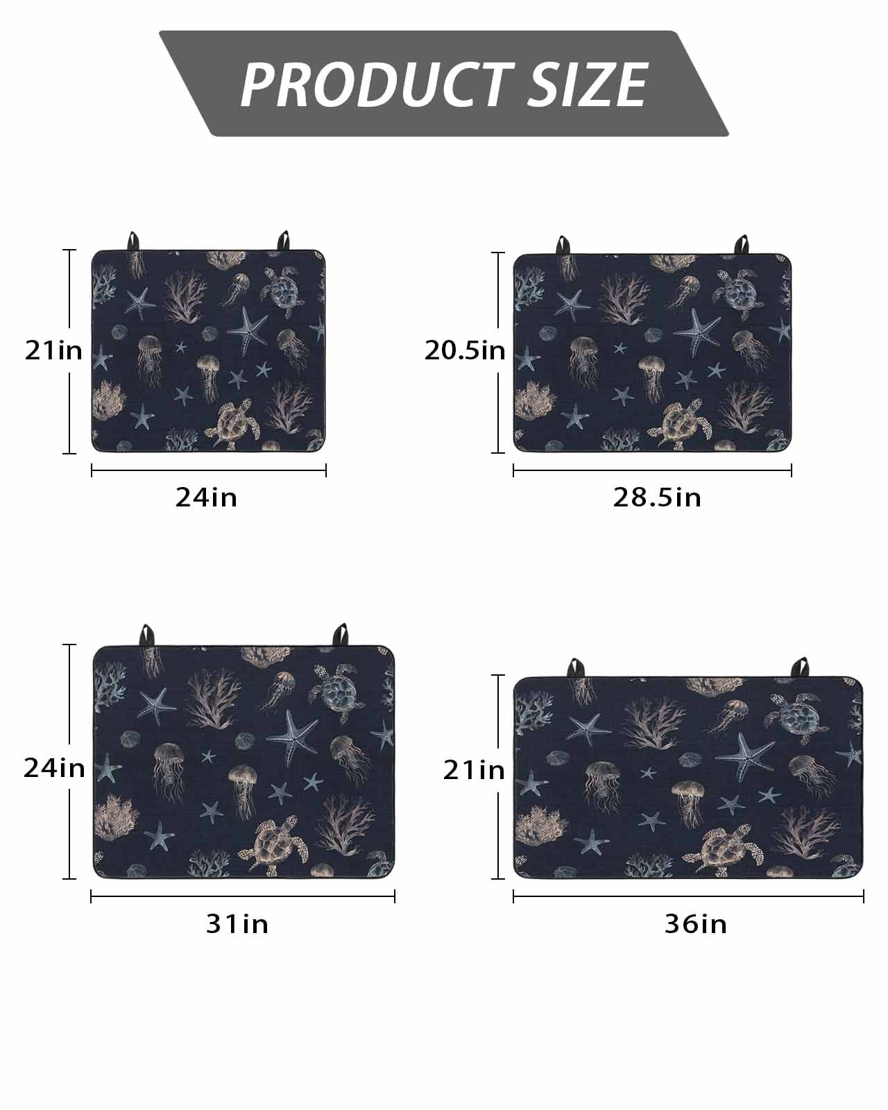 Stove Top Covers for Electric Stove, Navy Blue Coastal Glass Stovetop Cover Protector, Nautical Summer Beach Sea Turtle Starfish Induction Cooktop Protector Oven Mat for Kitchen Countertop 24"x21"