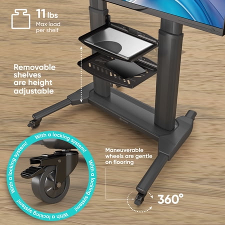 ONKRON Mobile TV Stand for 40”- 80” TV up to 122 lbs, max 700x400 VESA Adjustable TV Stand, 34” long