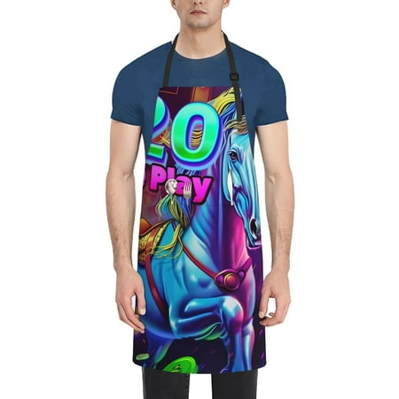 

Xecao Neon Free Play Print Kitchen Cooking Aprons Waterproof Adjustable Bib Aprons with 2 Pockets for Women Men Chef