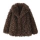 thumbnail image 3 of HH TRAF Chaqueta de piel sintética rizada de invierno para mujer 2024, abrigo ajustado liso con bolsillos laterales y solapa de manga larga, abrigo informal holgado y cálido para mujer, 3 of 5