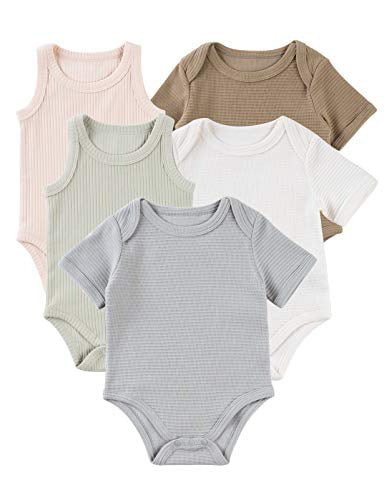 Girls and Boys Chuchu Puff 5-Pack Baby Variety Short Sleeve Bodysuits 0-18 Months…