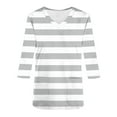 thumbnail image 5 of Cavosen Scrub Uniform Top Women Gray 3/4 Sleeve V Neck Scrub Tops Stretchy Soft Xmas Striped Workout Scrub Shirts with Pocket Lightweight Workwear Wicking Underscrub Tee Tunic S, 5 of 5