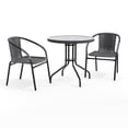 thumbnail image 3 of Flash Furniture 28'' Round Glass Metal Table with Gray Rattan Edging and 2 Gray Rattan Stack Chairs, 3 of 14