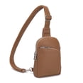 thumbnail image 1 of Bandolera Haytijoe de piel con bloqueo RFID para mujer, color marrón, 1 of 9