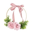 thumbnail image 2 of Corona floral de flores artificiales de seda con aro redondo para fiesta de cumpleaños Rosa, 2 of 9