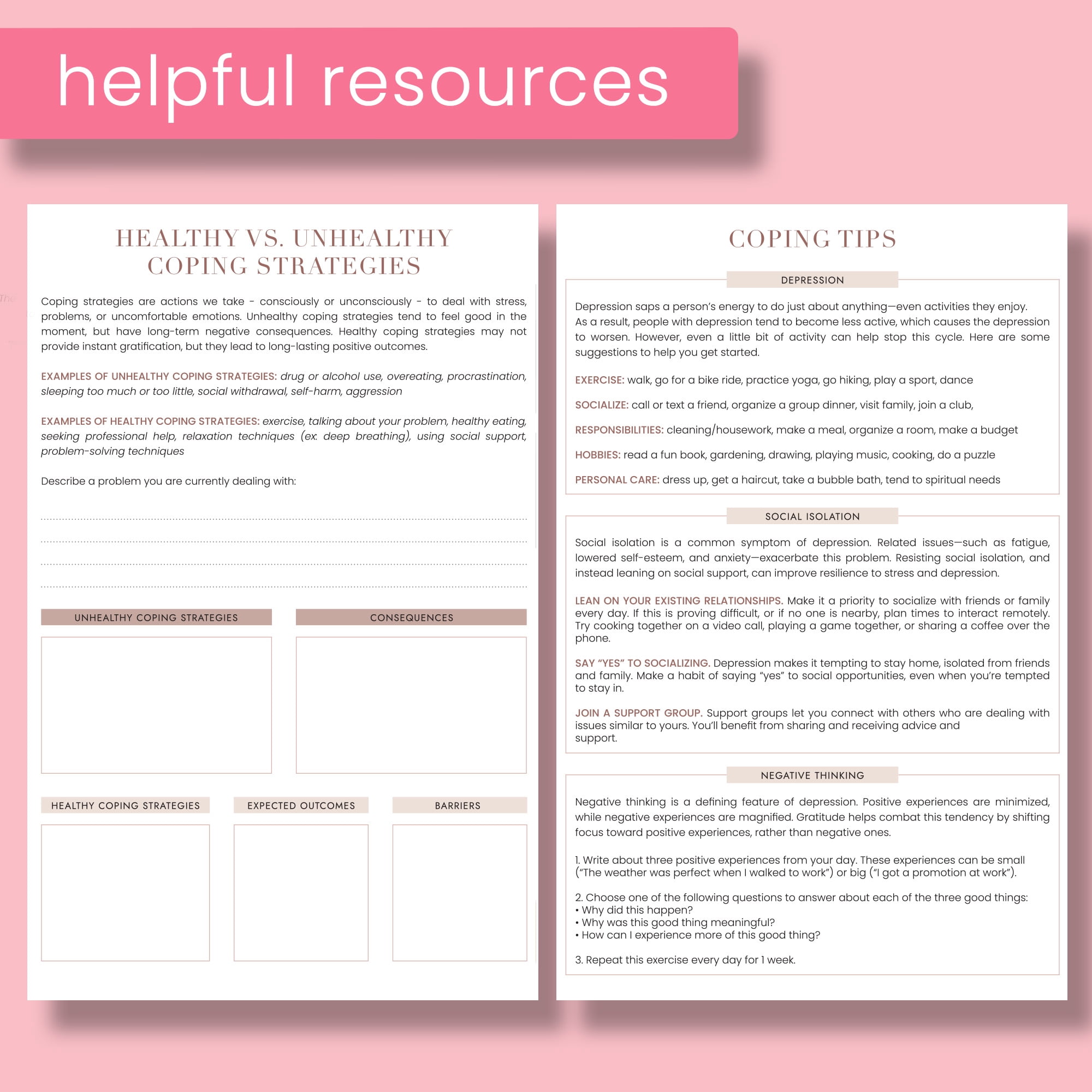 CanPlan Mental Health Planner - Self Care Gift for Women, Mental Health Journal, Book, Anxiety, Depression, ADHD Planner and Tracker, Self Love Self Care Journal, Wellness Planner, Pink