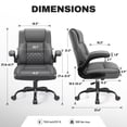 thumbnail image 2 of COOLHUT Office Chair, Executive Leather Chair Home Office Desk Chairs, Computer Chair with Adjustable Flip-up Padded Arms, Lumbar Support Swivel Desk Chair with Adjustable Hight and Tilt, Dark Gray, 2 of 11