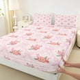 thumbnail image 3 of Manfei Girly Pink Bowknot Twin Sheet Sets for Kids, Rustic Groovy Floral Twin Fitted Sheet, Princess Cartoon Theme Flat Sheet, Super Cozy Room Decor, 3-Piece, 3 of 7
