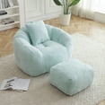 thumbnail image 2 of Giant Oversized Bean Bag Chair with Footstool - Faux Fur Shell-Shaped, Pre-Filled for Adults & Kids, Floor Sofa for Gaming, Reading, Living Room & Bedroom, 2 of 9