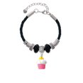 thumbnail image 2 of Delight Jewelry Resin Pink Cupcake with White Frosting Godmother Celtic Knot Leather Bead Bracelet, 7"+2" Extender, 2 of 4