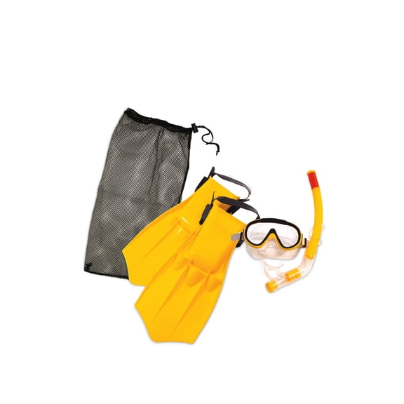 Pool Master 4pc Caribbean Adult Water Swimming Pool Scuba or Snorkeling Set - Medium - Yellow