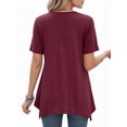 thumbnail image 3 of MOYIKO Women's Short Sleeve Swing T-Shirt Flowy Asymmetrical Hem Tee Loose Fit Casual Tops, 3 of 7