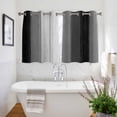 thumbnail image 3 of Black Gray Ombre Kitchen Curtains Short 54 Inch Length, Vintage Country Wooden Grommet Top Bedroom Living Room Curtains, Light Filtering Cafe Curtain Drapes 2 Panels Set 84''x54'', 3 of 9