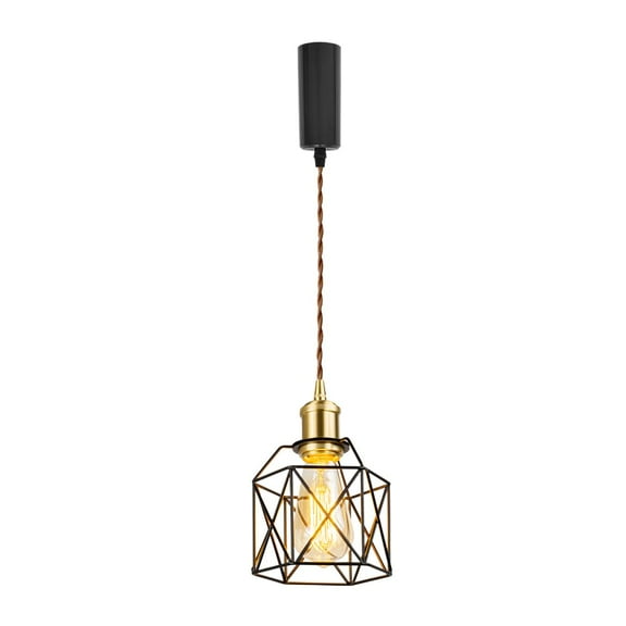KAYYELAMP H-Type Track Light 3.2Ft Adjustable Cord Brass Base Black Hollow Shade Modern Pendant for Farmhouse Home Store(No Bulb, Track)