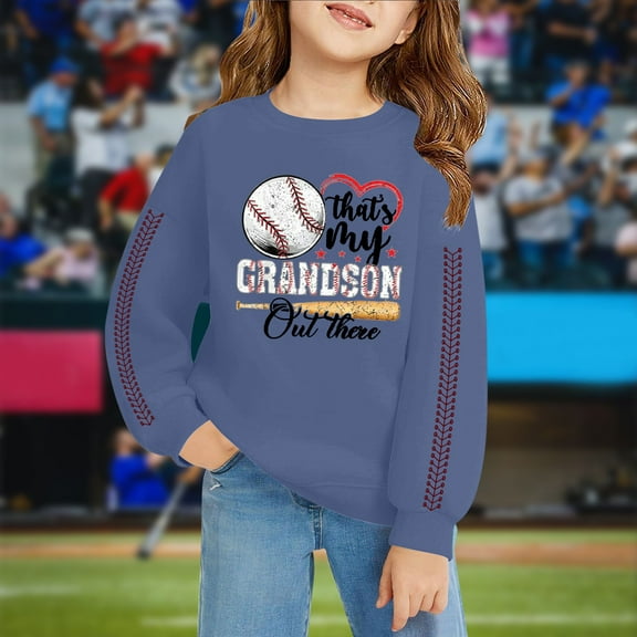 XXWXYD Girls and Boys 2D Baseball Print Hooded Sweatshirt Retro Round Neck Loose Fit Comfortable Casual Pullover for Spring Summer Autumn Fashion Kids Tops Personalized Youth Outerwear