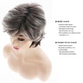 thumbnail image 5 of Perruque Courte avec Frange, Perruques Blanches et Brun Foncé pour Femmes, Perruque Synthétique en Couches, Blanc et Brun Foncé, 5 of 5
