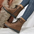 thumbnail image 3 of Aayomet Woman Boots Boots Women's Autumn and Winter New Women's Short Boots Women's Flat Bottom Lace Up (Brown, 7.5), 3 of 4