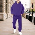 thumbnail image 4 of Kids 2 Piece Outfits Solid Raglan Hoodie Pullover and Elastic Jogger Pants, Boys Girls Plain Soft Casual Matching Tracksuit for Daily Play Loungewear(Dark Purple,13-14 Years), 4 of 5