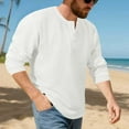 thumbnail image 5 of Men's Henley Shirts Long Sleeve Waffle Casual Pullover T-Shirts Basic Textured 1/4 Button Lightweight Shirts Top (XL, White), 5 of 8