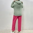 thumbnail image 4 of Oksale 2 PC Women Fluffy Fleece Sweatsuits Set Long Sleeve Hoodies Long Sweatpants Underwear Ultra Soft Comfort Active Loungewear 2025 Green M, 4 of 7