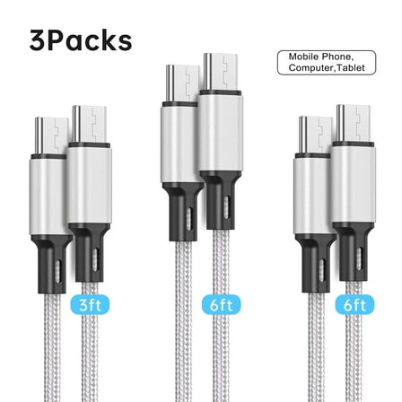Cshidworld USB C to USB C Cable [3/6/6 FT, 3-Pack]Fast Charging,Compatible for iPhone 15 Samsung Galaxy S22 S21 S20 Ultra 5G Note 20/10, Pixel 7 6 Pro 5 4 3 2 XL & USB-C Laptop Tablet