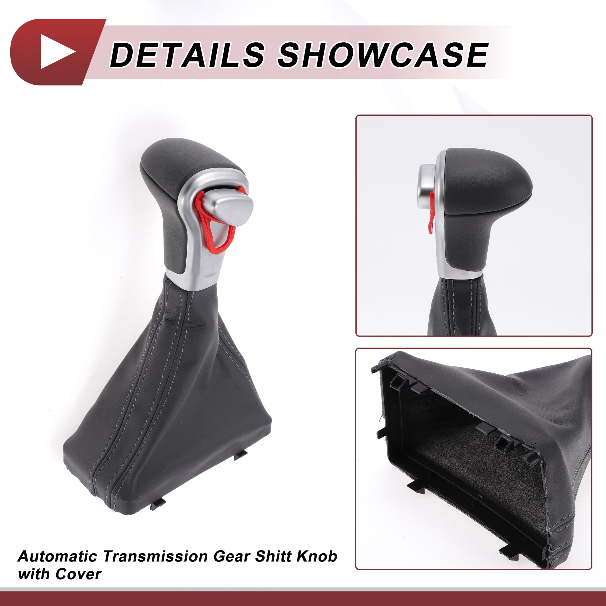 Unique Bargains Gear Shift Knob with Cover Automatic Stick Shifter Knob for Audi A4 2009-2014 Plastic Faux Leather Gray