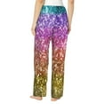 thumbnail image 3 of Sigee Glitter Rainbow Print Women's Soft Pajama Pants - Breathable and Comfortable Lounge Sleep Bottoms with Elastic Waistband and Pockets-Large, 3 of 9