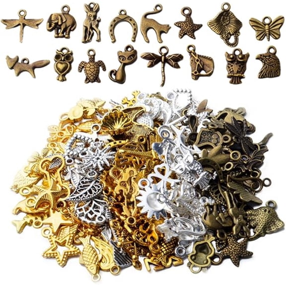 150pcs Craft Supplies Jewelry Making Charms Alloy Assorted Animal Pendants for DIY Earrings Bracelet Necklace Jewelry Making and Crafting,5 Colors