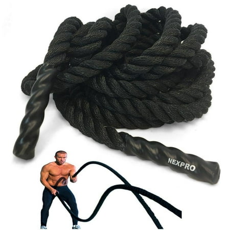 battle rope nexpro - polydac undulation rope exercise fitness training - 2 width avail. in 30ft, 40ft, 50ft length black (40 ft