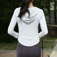 thumbnail image 7 of Htigea Women's Sun Jackets UV Protection Long Sleeve Hoodies Full Zip Up Yoga Gym Cropped Tops with Thumb Hole White Free Size, 7 of 7