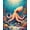 Multicolor Teal Coral, Pattern 3, variant on ODIKA 8'x10' Washable Area Rug Non-Slip Chair-Friendly Mat Teal Turquoise Ocean with Octopus Design Underwater Scene Fish and Turtles for Dining Room, Large Office, Lounge