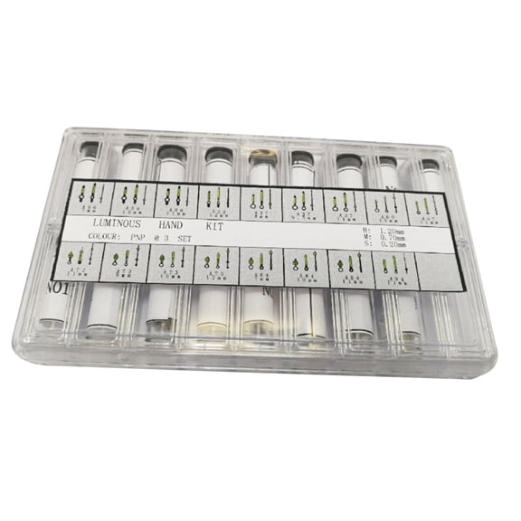 Silver Luminous Style Watch Hands To Fit Hand Sizes Minute .70 Hour 1.20 And Sweep Second .20mm 1 Box Watch Hands Watch Accessories TAPDRA Spare Part