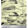 thumbnail image 1 of Soimoi Rayon Crepe Fabric Stripe & Airplane Transport Decor Fabric Printed Yard 46 Inch Wide, 1 of 3