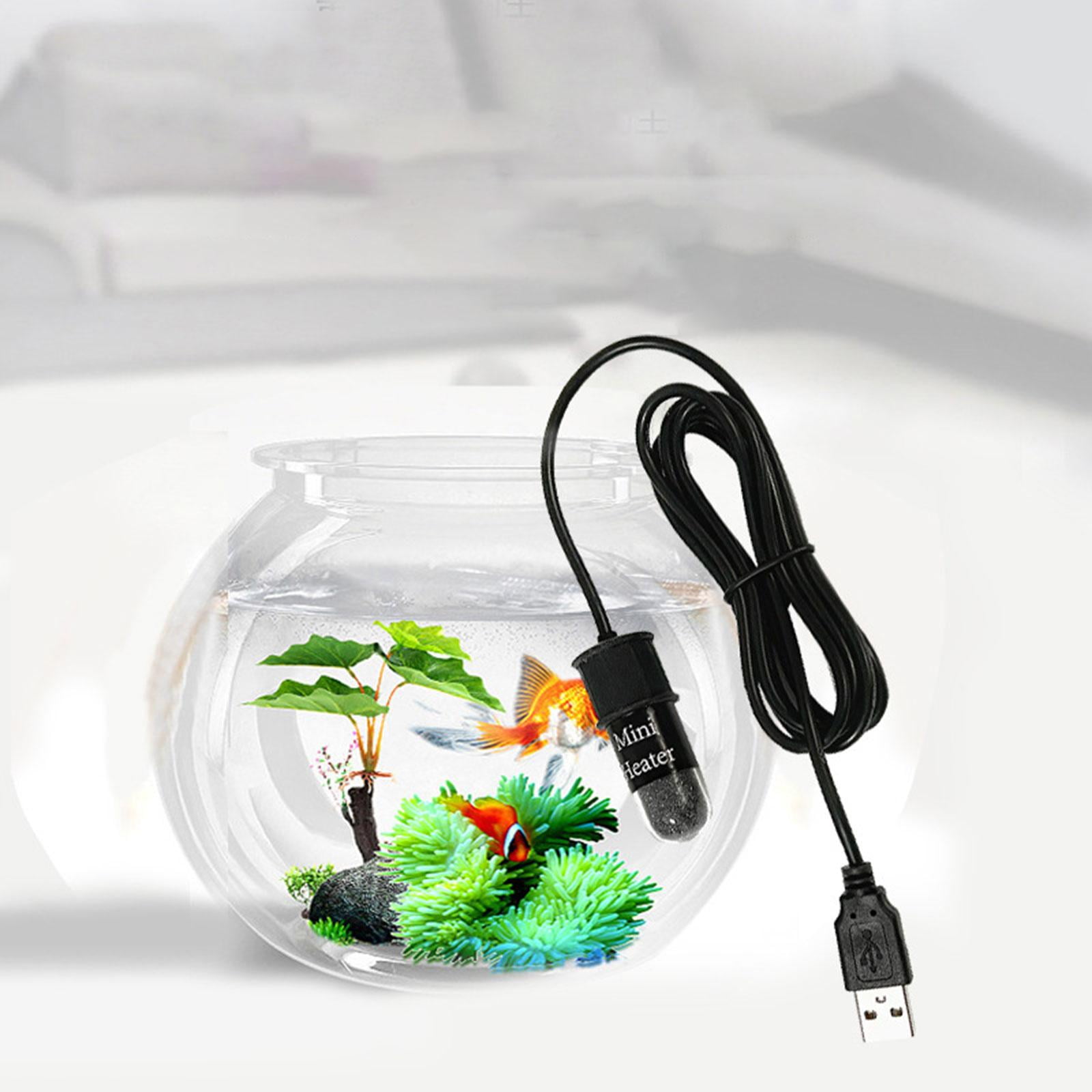 Elodie 10w Mini Fish Tank Heater Automatic Constant Temperature Heater Submersible Usb Black 5cmx2.5cm