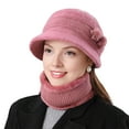 thumbnail image 5 of Dbuoem 2Pcs/Set Women Winter Hat Scarf Set Elastic Soft Hat Scarf Set, 5 of 7