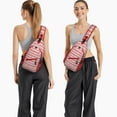 thumbnail image 6 of Sling Backpack,Red Christmas Pattern Sling Bag with Water Bottle Holder,Waterproof Sling Bag for Men/Women with Headphone Jack for Hiking,Travel, 6 of 6