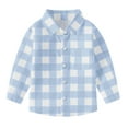 thumbnail image 6 of HOMADLES Boys Long Sleeve Shirts Plaid Print Soft Button Tops Campus style, Uniform Shirt Blue 2 T, 6 of 7