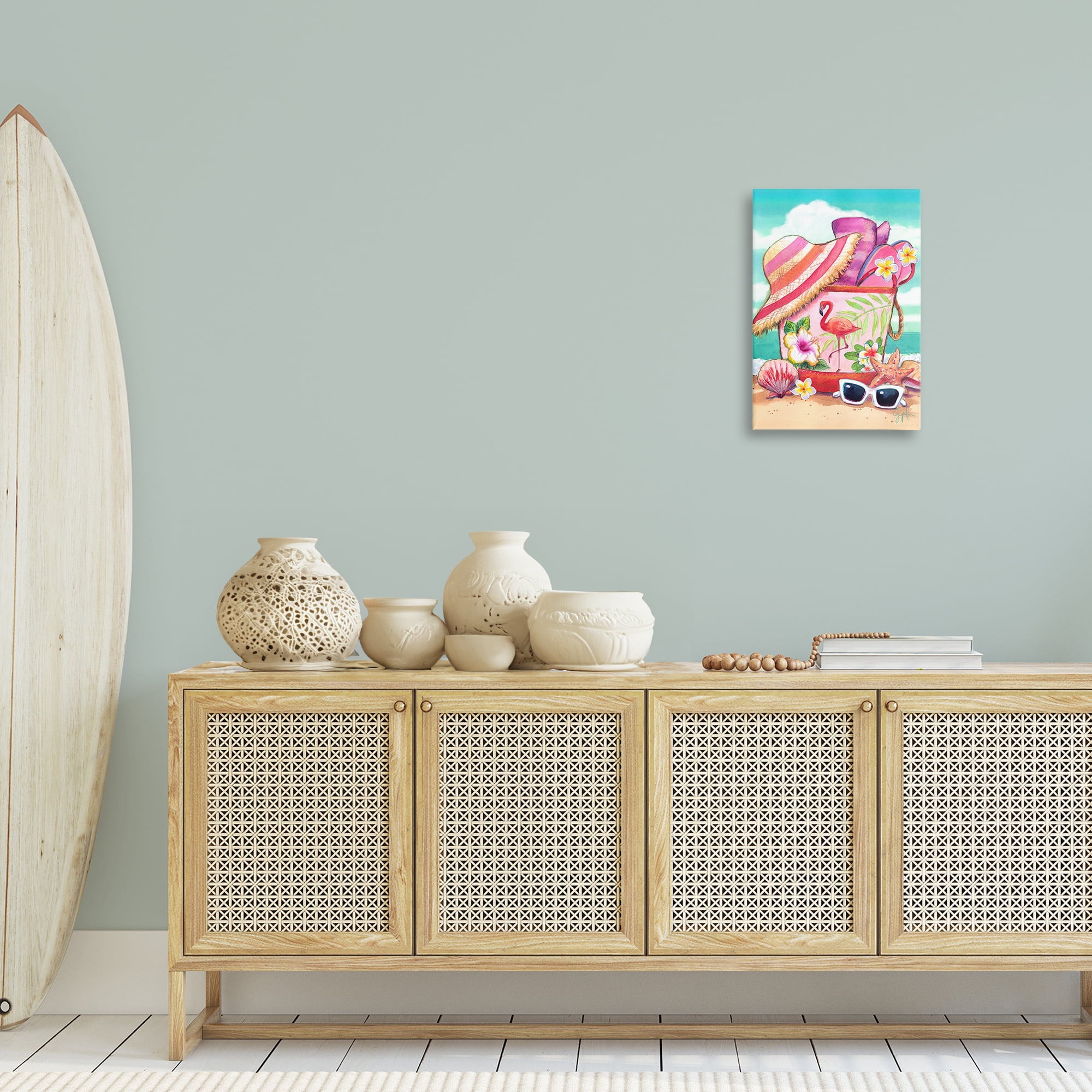 Stupell Industries Floral Beach Bag Nautical & Beach Painting Wrapped Canvas Art Print Wall Art, 16 x 24