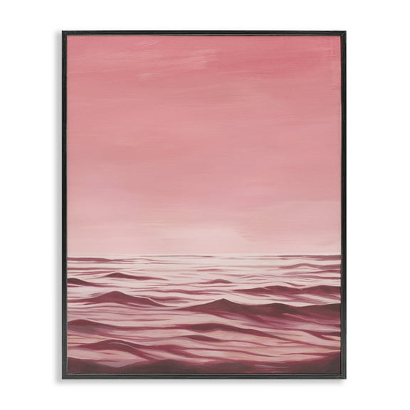 Stupell Industries Pink Sea Waves Coastal Painting Black Framed Art Print Wall Art, 11 x 14