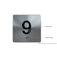 thumbnail image 2 of 9TH Floor Elevator Jamb Plate Sign with Braille and Raised Number-Elevator Floor Number Sign(Silver), 2 of 4