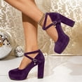 thumbnail image 6 of Win s Way Women's Suede Crossover Strap 8cm Heel High Heels Oktoberfest Casual Market Shoes, 6 of 9