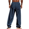 thumbnail image 5 of PNTUTB Men's Casual Solid Color Breathable Elastic Waist Drawstring Loose Comfortable Pants with Pockets, 5 of 6