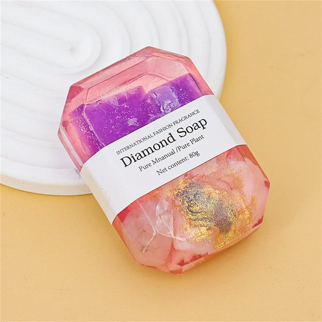 Fiudx Jabón de Lujo, Jabón de Aceite Limpiador Forma de Diamante, Jabón de Baño con Infusión de Lámina de Oro, Jabón Nutritivo de Limpieza Profunda, Uso Diario, Todo Tipo de Jabón, Regalo Perfecto pa