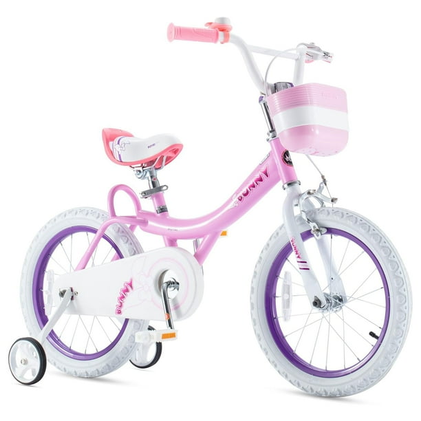 RoyalBaby Princesse Fille Enfants Velo 14 Pouces avec Roues d Entrainement Lapin rose Violet