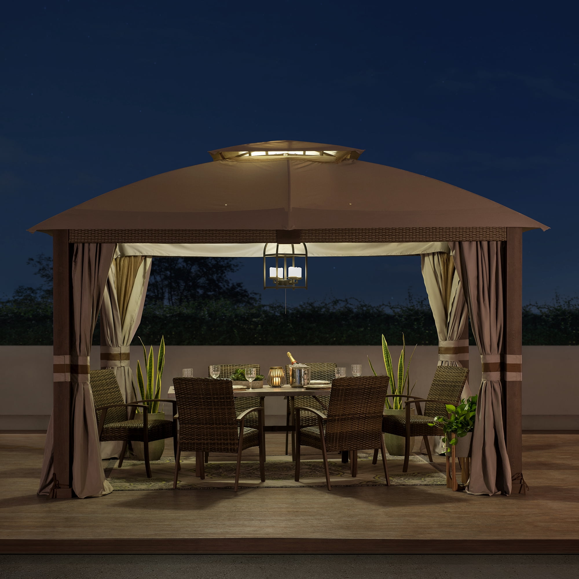 SummerCove Fiona 11 ft. x 13 ft. 2-tier Gazebo with Light Gray Canopy