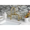 thumbnail image 2 of Kingston Brass KS2177RKX Webb Bridge Brushed Brass Bathroom Faucet with Matching Pop-up Drain, 2 of 7